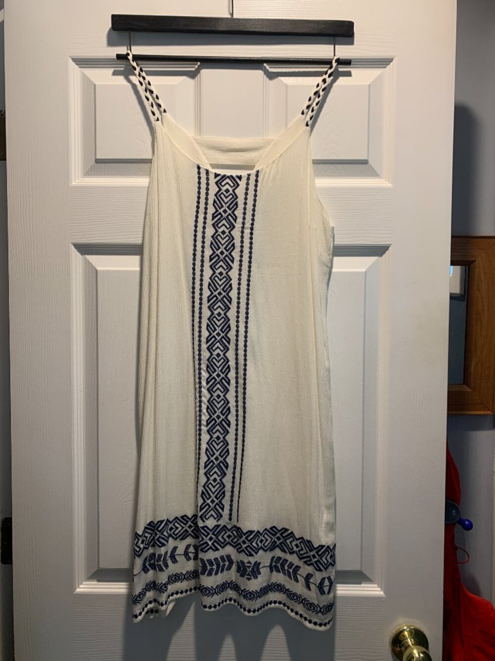 Skies Are Blue Cream Embridered Shift Dress.